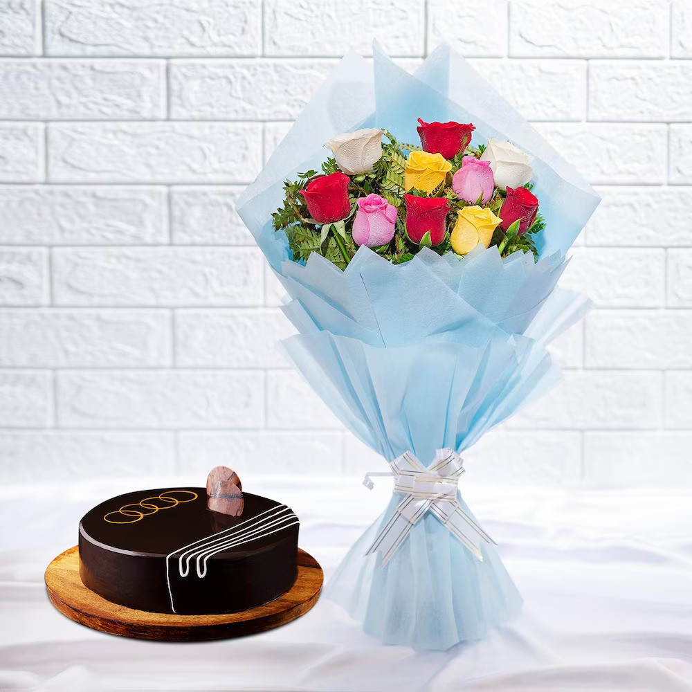 Combo With Cake and Flower